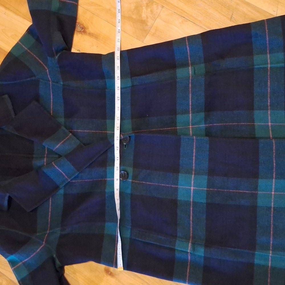 NWOT Talbots Double Face Wool Blend Tartan Coat Blue Green Size 12 Petite - Picture 12 of 14